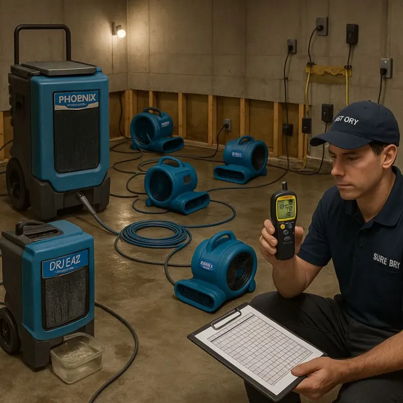 Structural Drying and Dehumidification process in San Elizario, TX